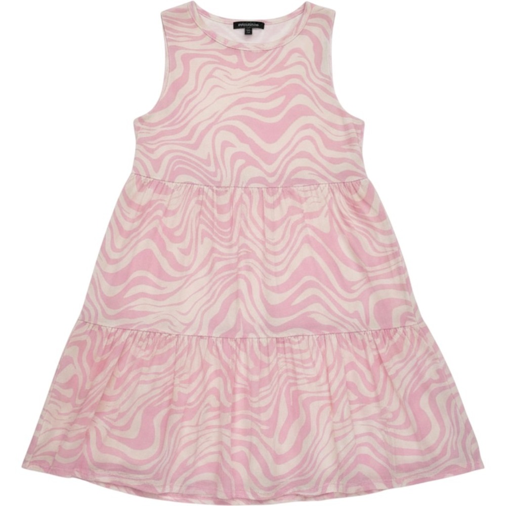 AFRM Mini Dress Women XS Pink Zebra Swirl Tiered Mesh Sleeveless Keyhole